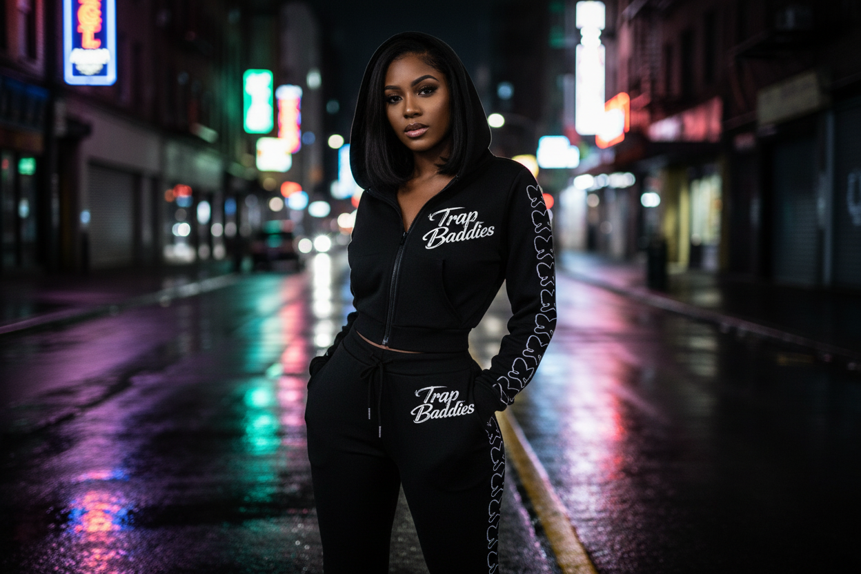 Trap Baddie$ Signature Tracksuit Black
